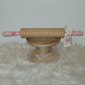 The Bake Shop honeycomb rolling pin with pink tie dye handles